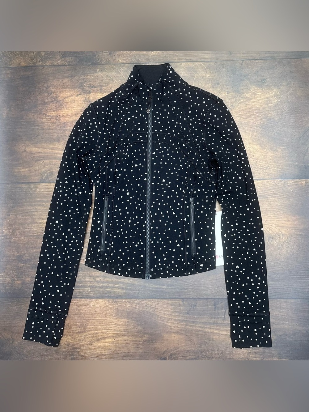 NWT Lululemon Define Cropped Jacket *Nulu In Black Scattered Hearts Size 6